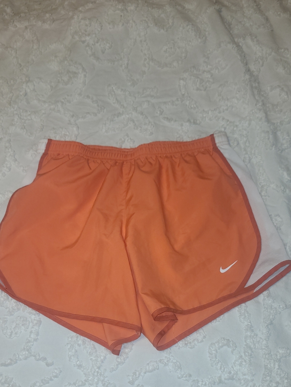 Nike Orange Girls Athletic Shorts with White Swoosh Size Kids Xl